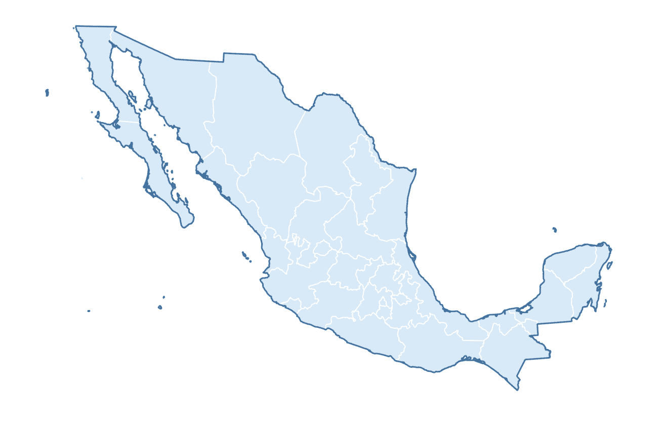 Blank Practice Map of Mexico