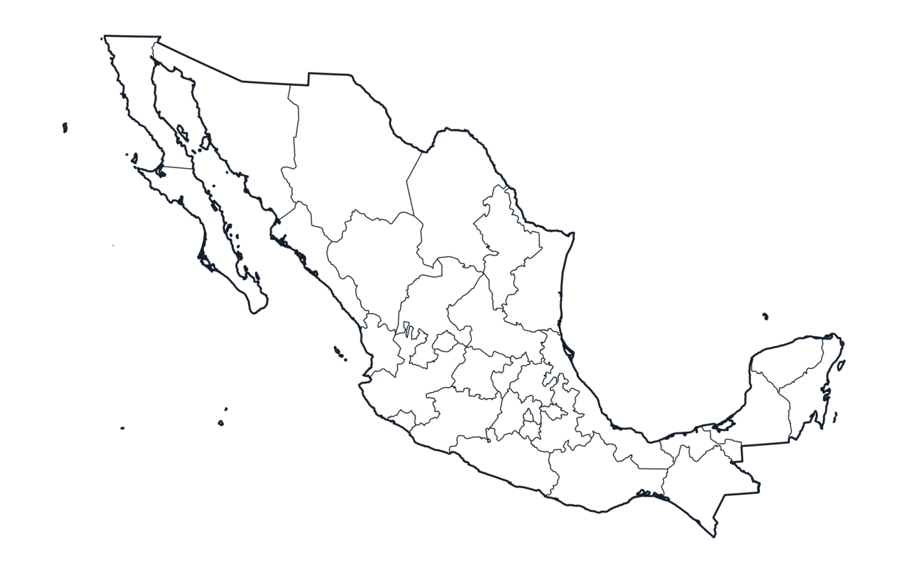 Mexico Map with state Borders