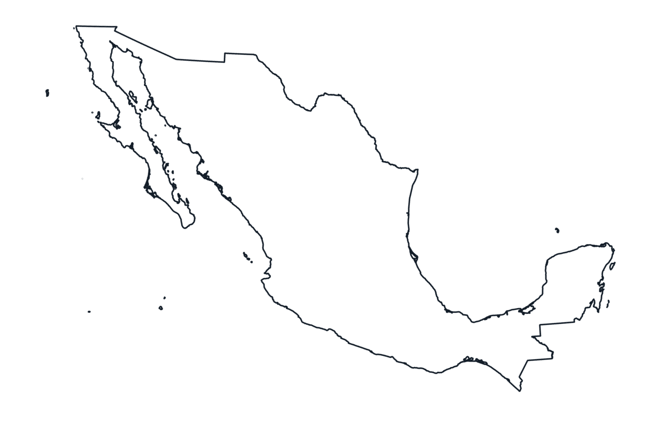 Blank Outline Map of Mexico