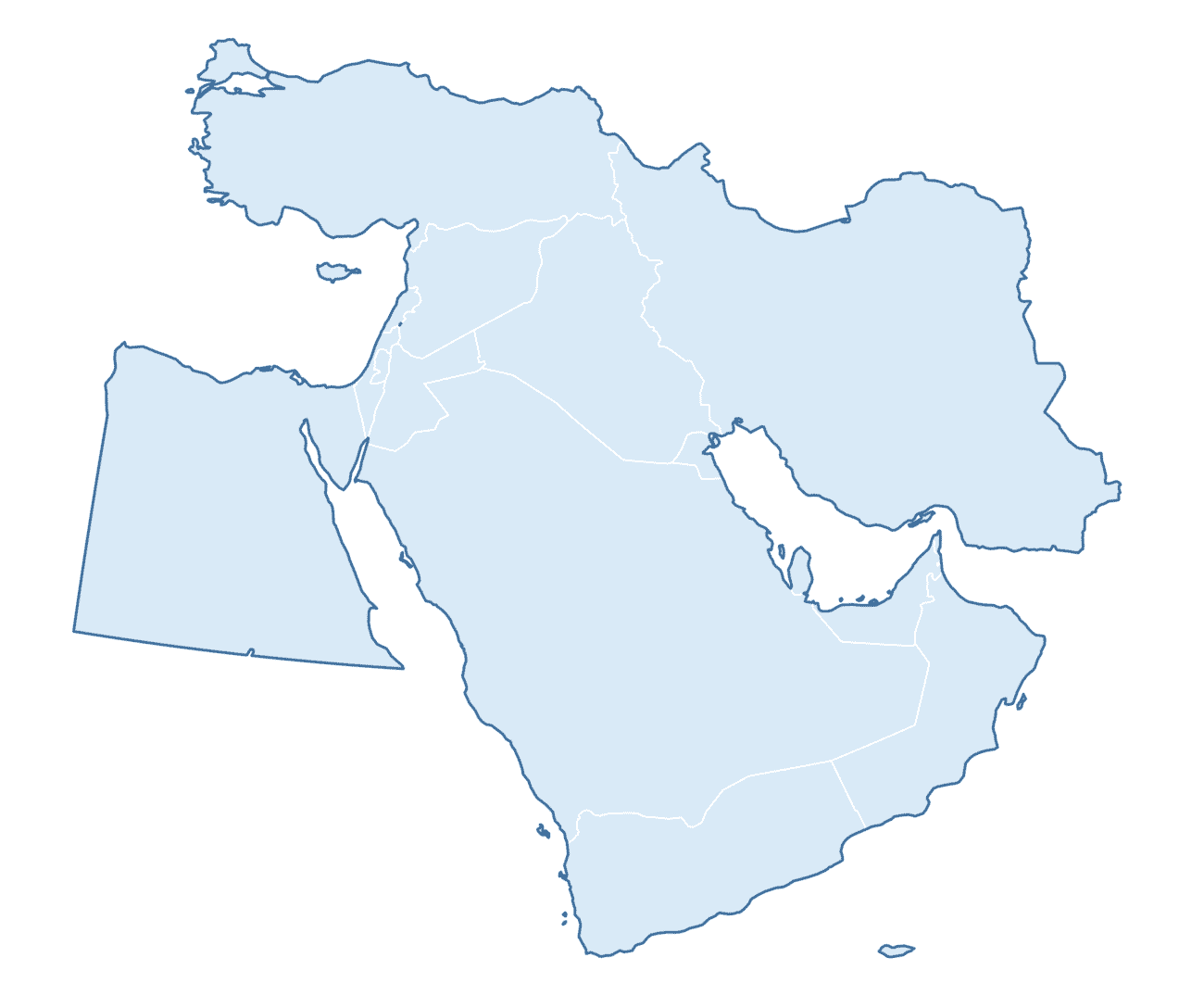 Blank Practice Map of Middle East