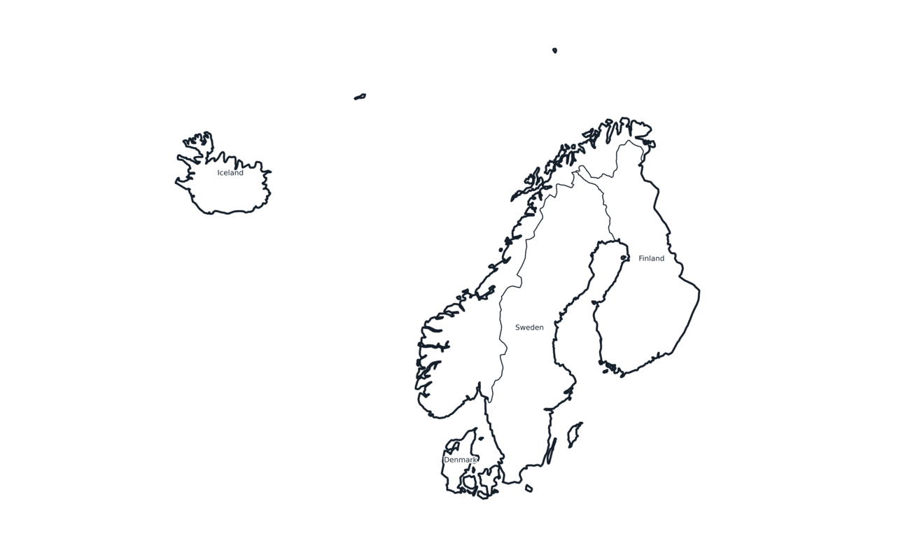 Labeled Map of Scandinavia & the Nordics