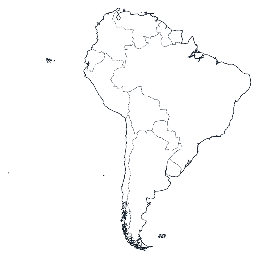 South America Map with country Borders