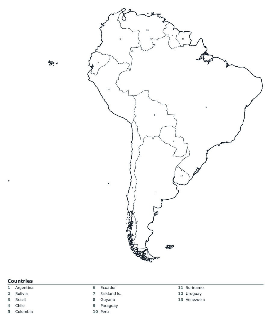 Labeled Map of South America
