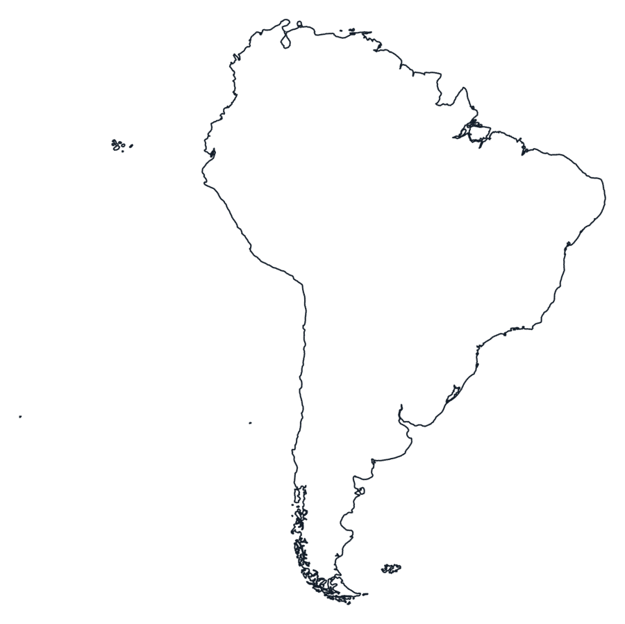 Blank Outline Map of South America