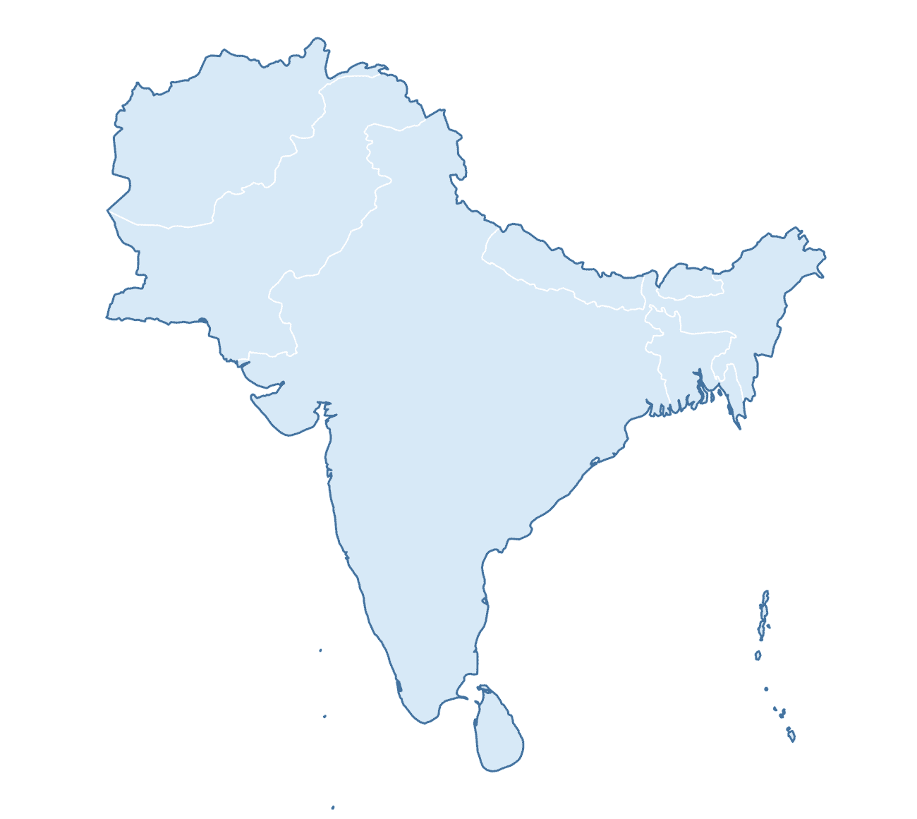 Blank Practice Map of South Asia