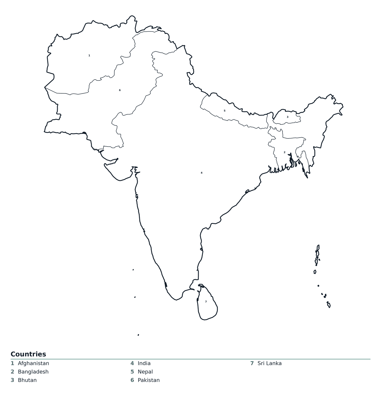 Labeled Map of South Asia