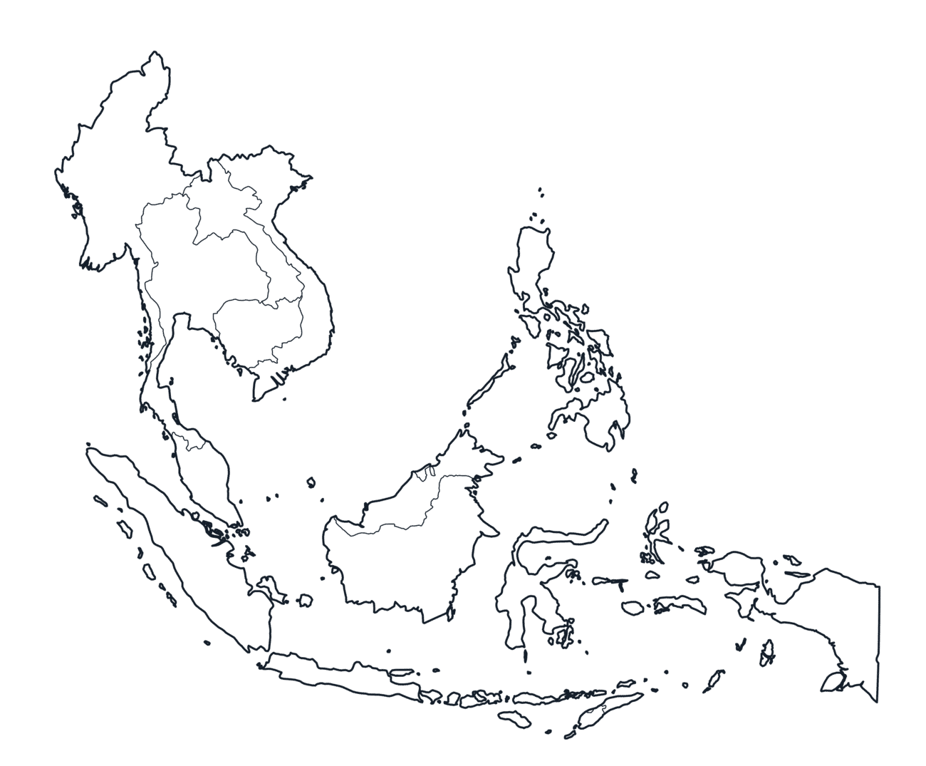 Southeast Asia Map with Country Borders