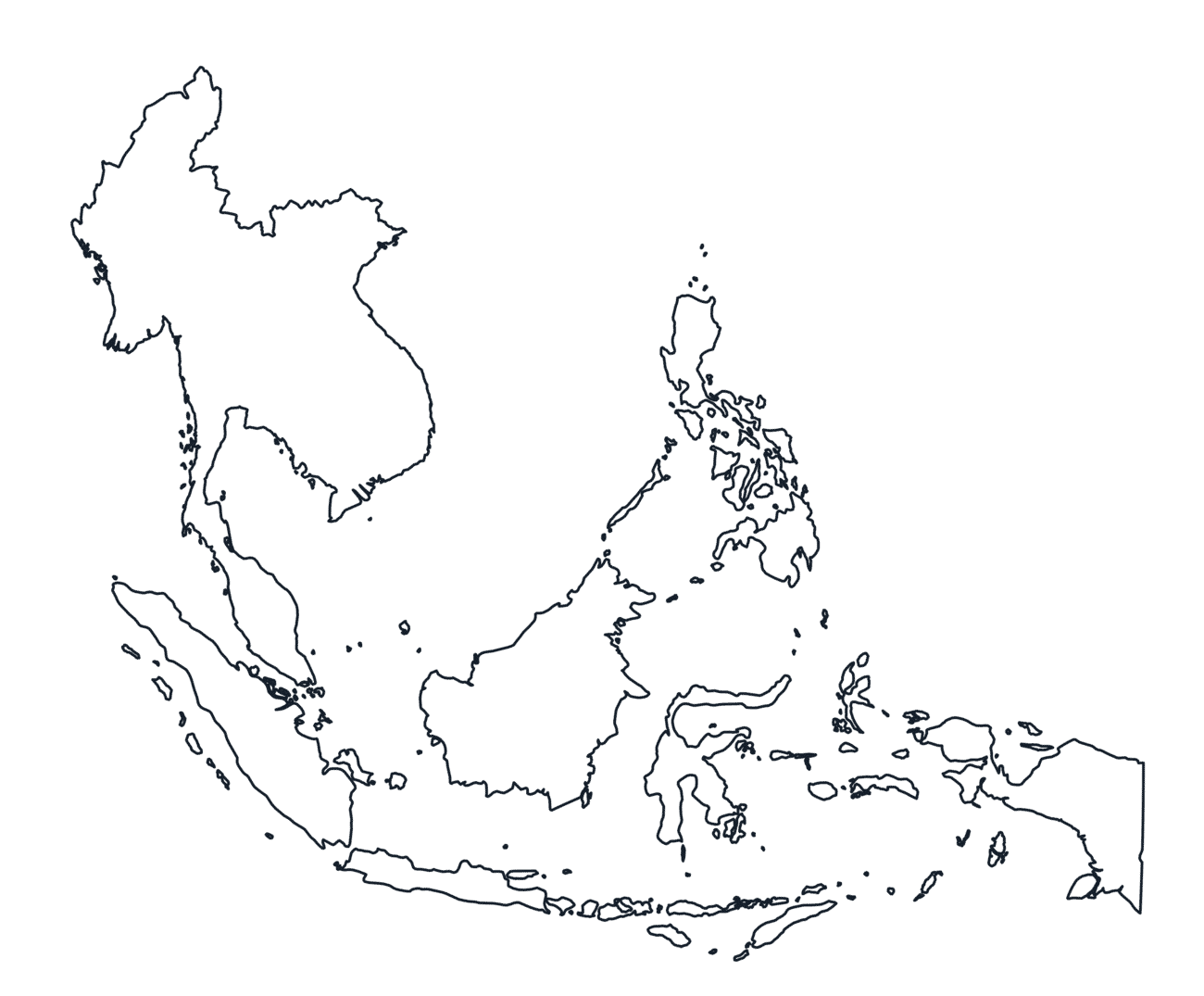Blank Outline Map of Southeast Asia