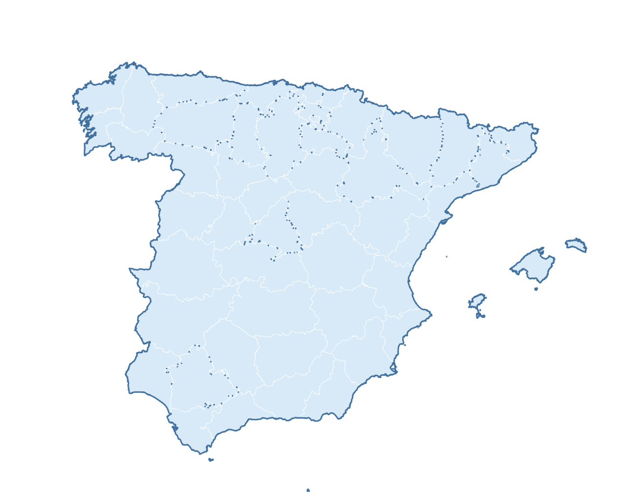 Blank Practice Map — Spain Provinces