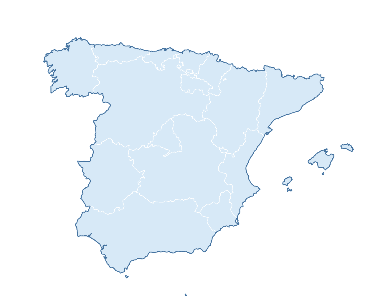 Blank Practice Map of Spain
