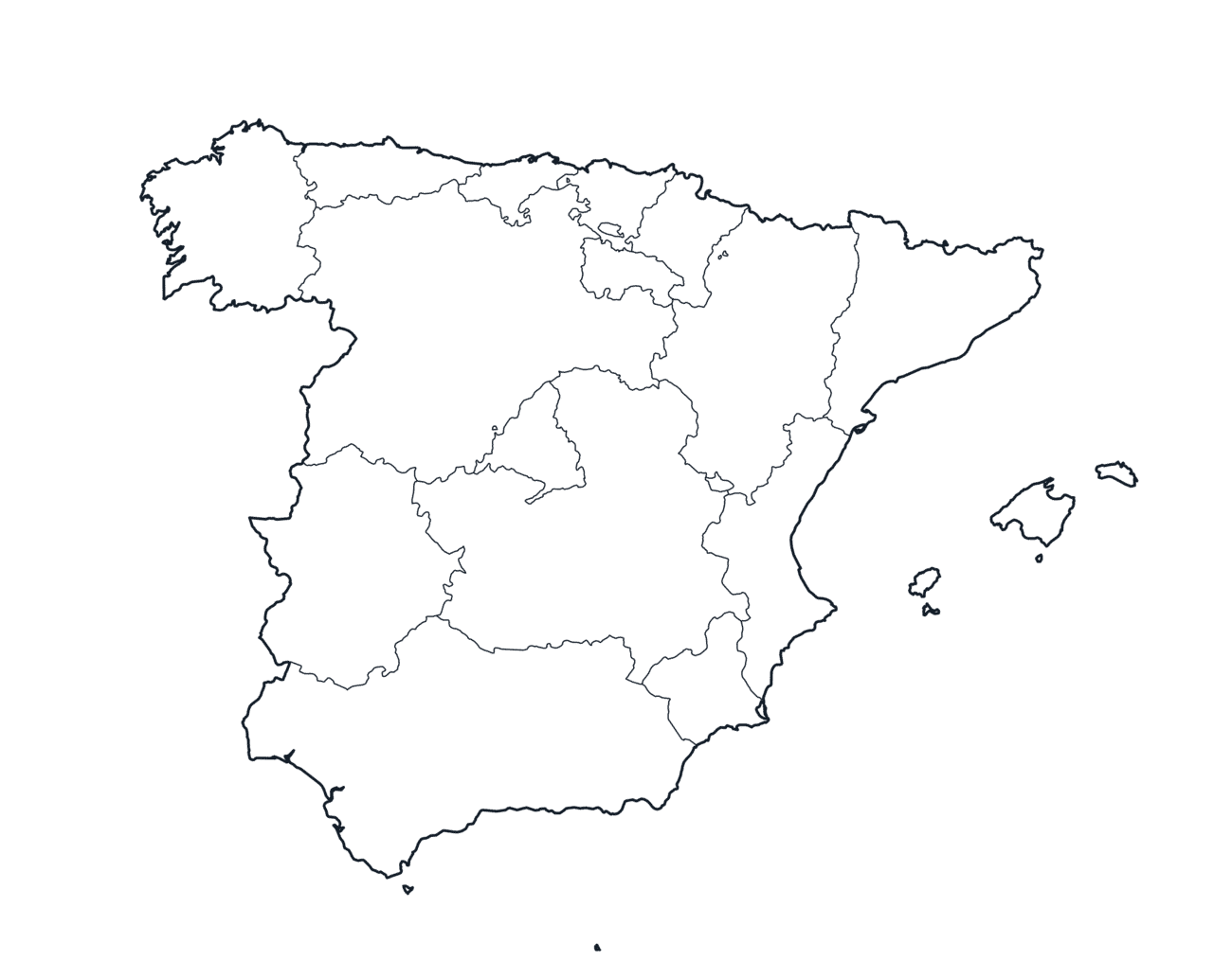 Spain Map with autonomous community Borders