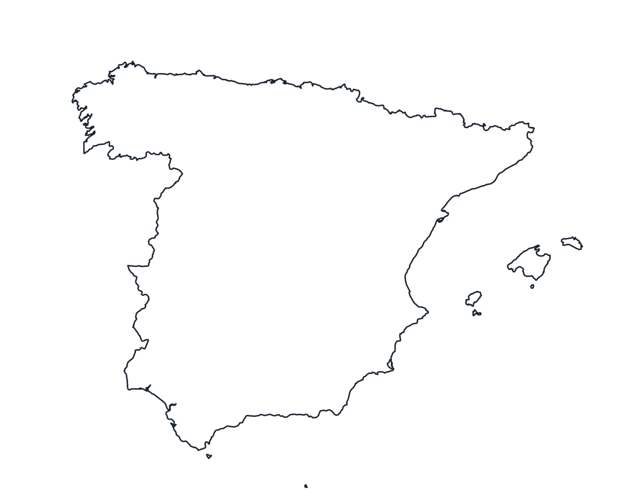 Blank Outline Map of Spain