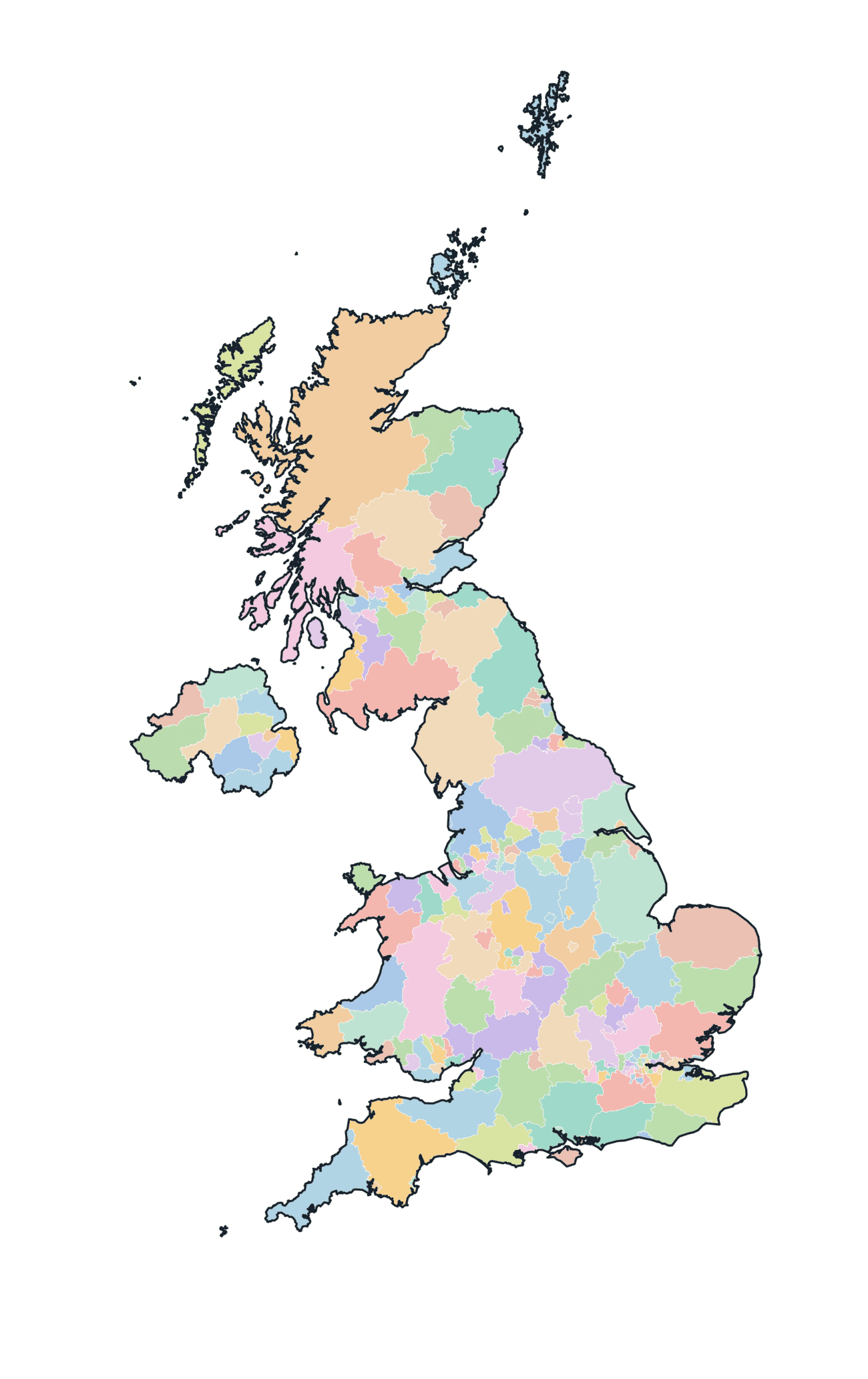 Colored Districts Map