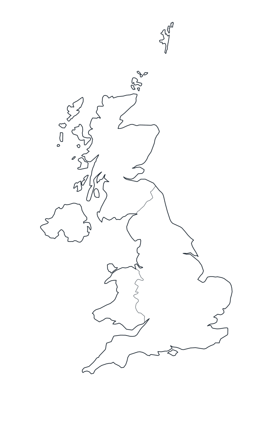 United Kingdom Map with nation Borders