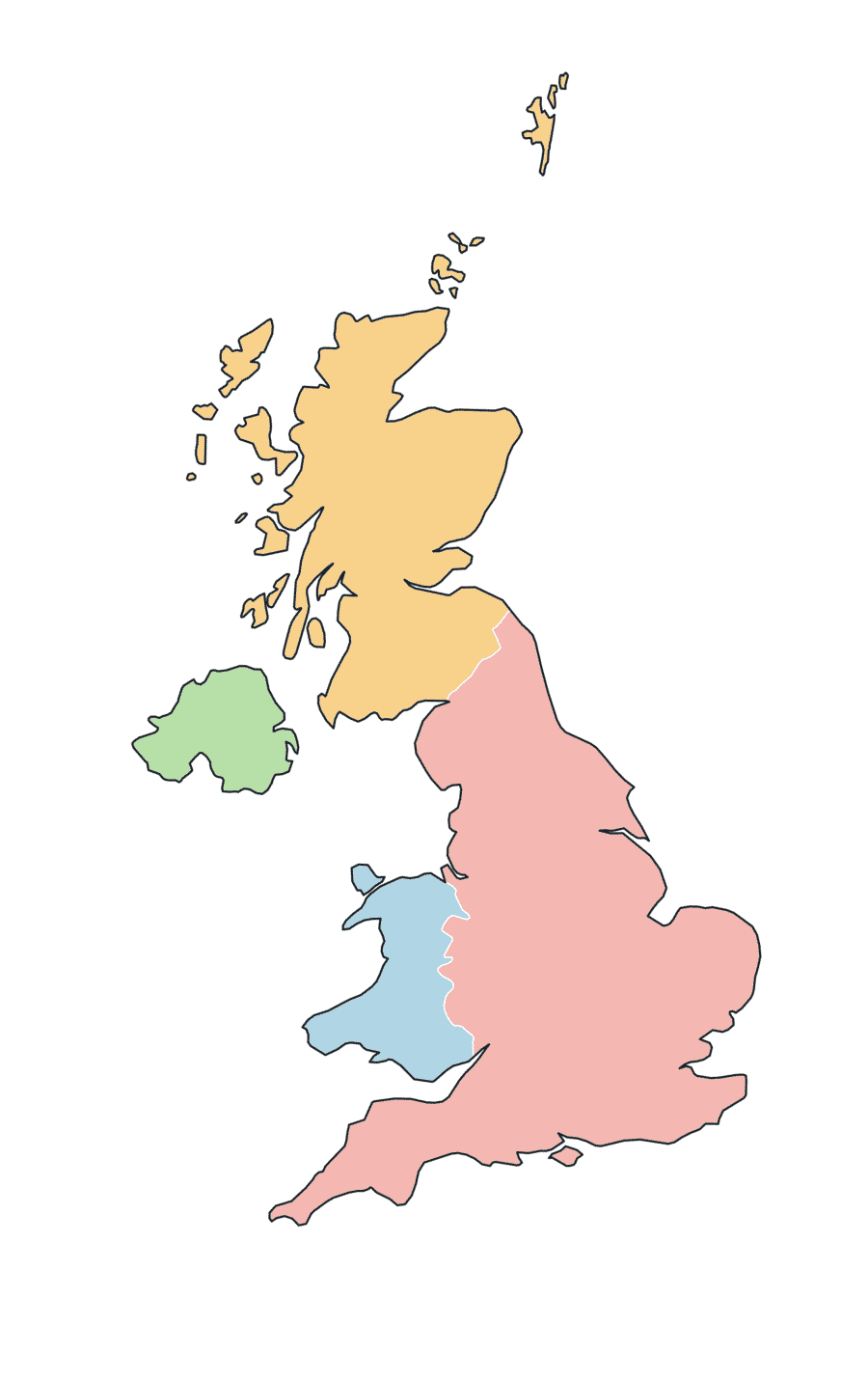 Colored Map of United Kingdom