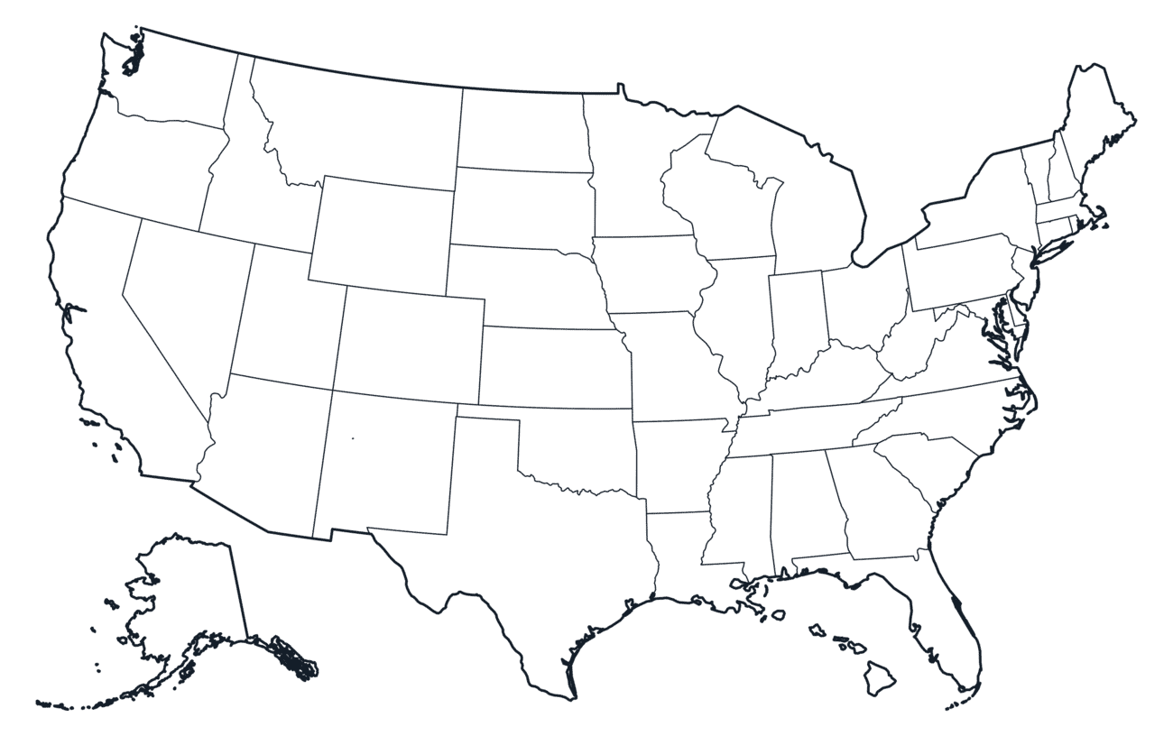 United States Map with state Borders