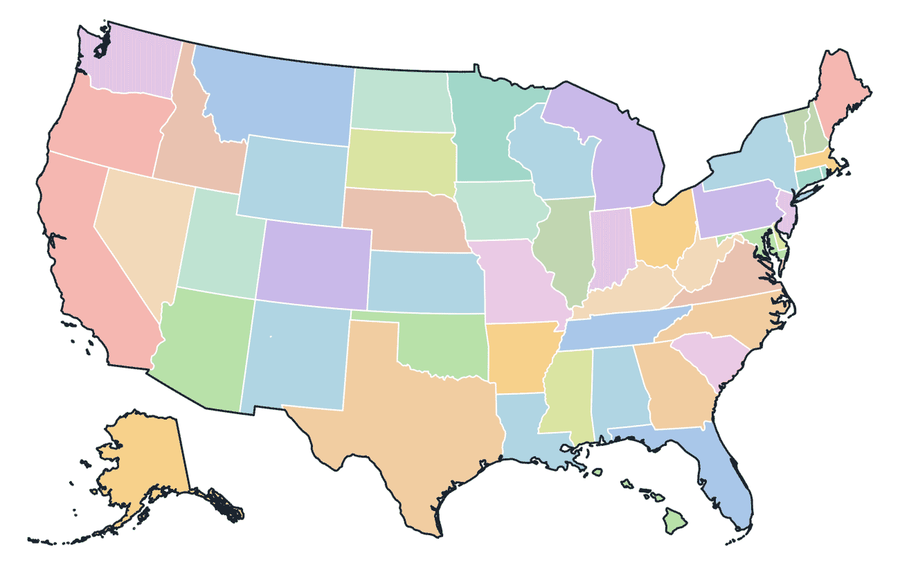 Colored Map of United States