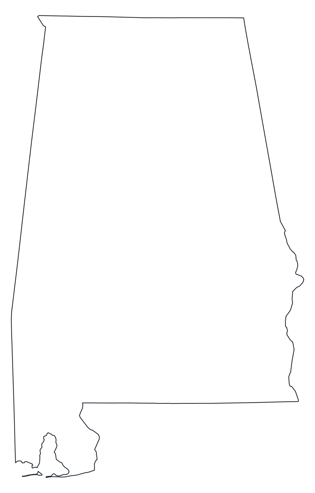 Blank Outline Map of Alabama