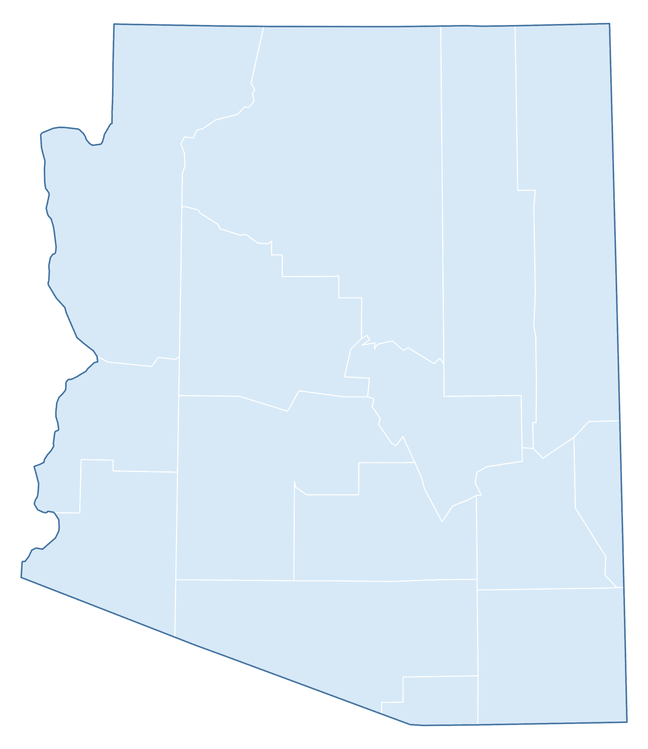 Blank Practice Map of Arizona