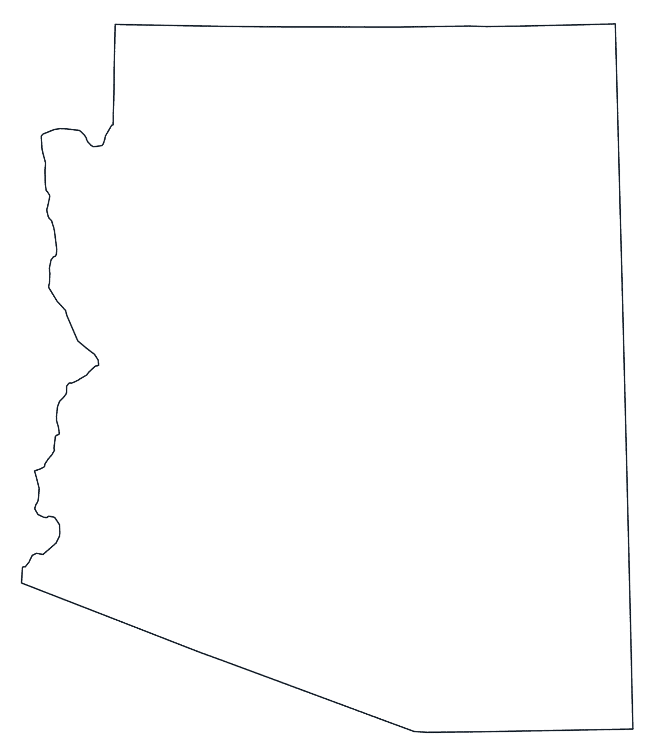 Blank Outline Map of Arizona