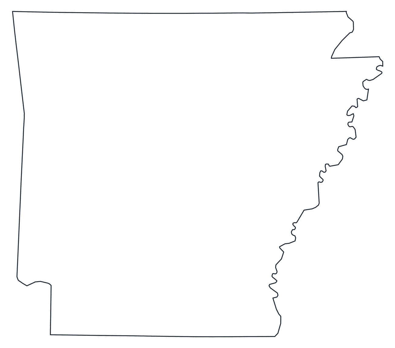 Blank Outline Map of Arkansas