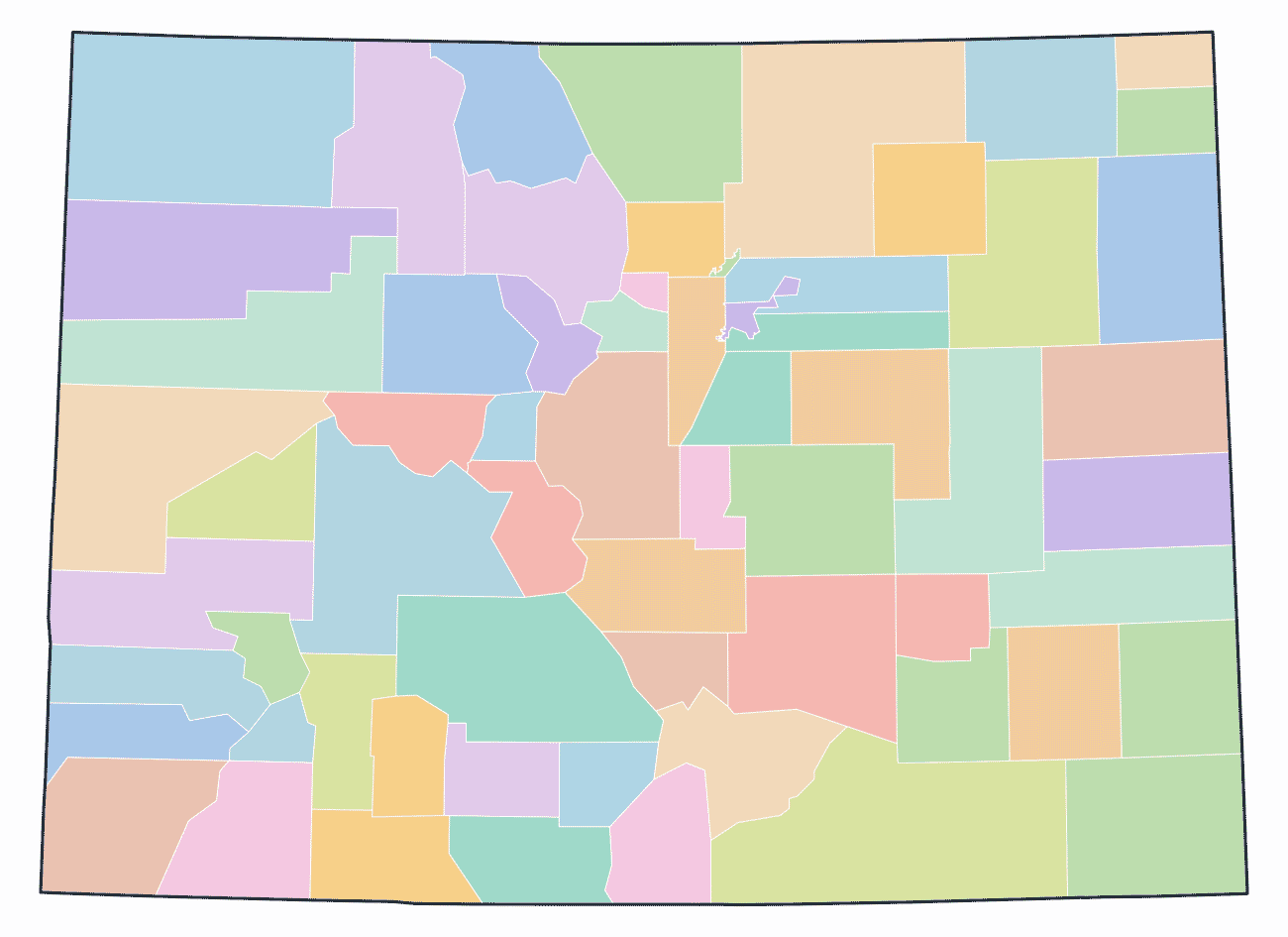 Colored County Map of Colorado