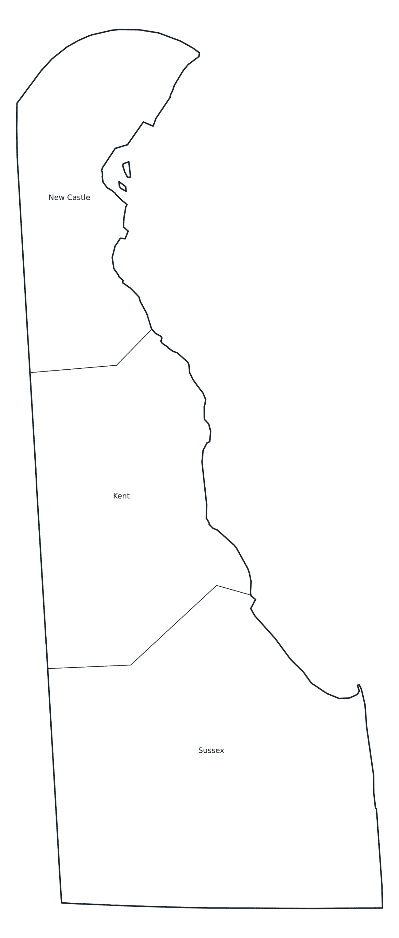 Labeled County Map of Delaware