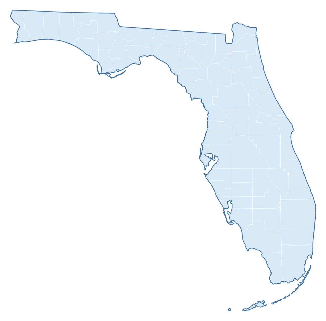 Blank Practice Map of Florida