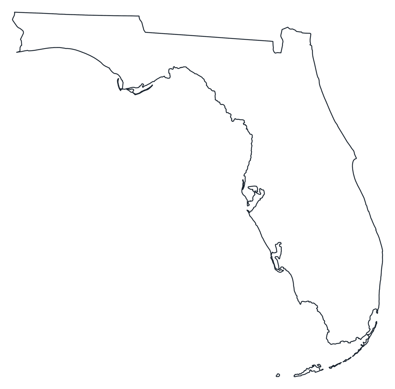 Blank Outline Map of Florida