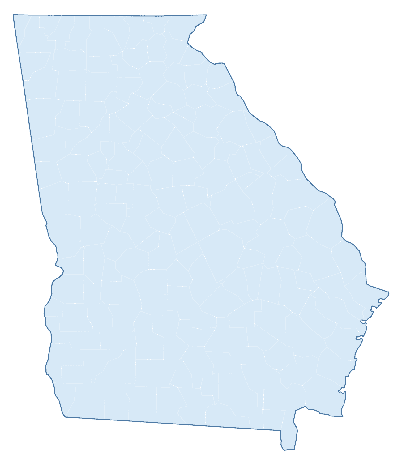 Blank Practice Map of Georgia