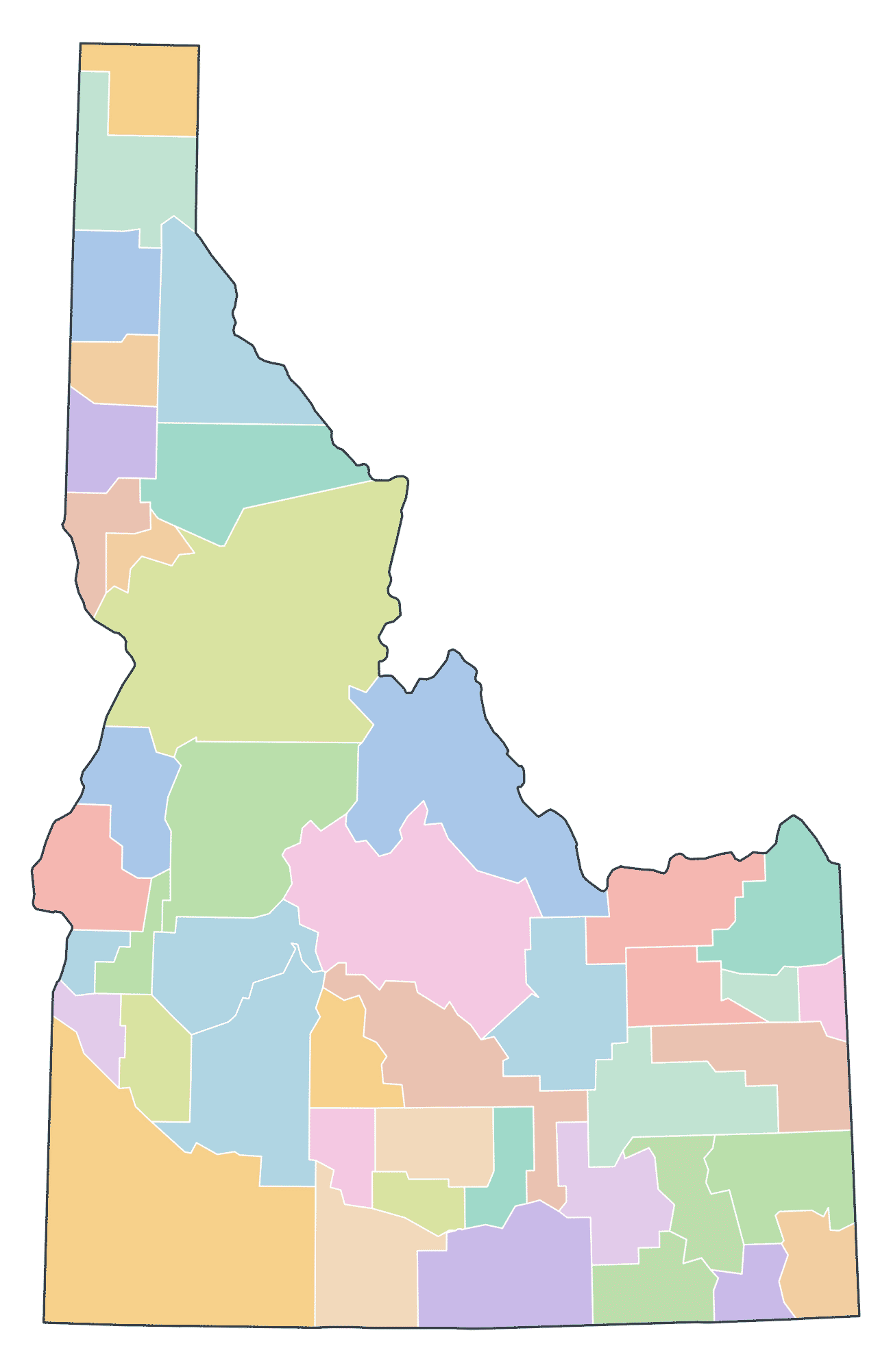 Colored County Map of Idaho