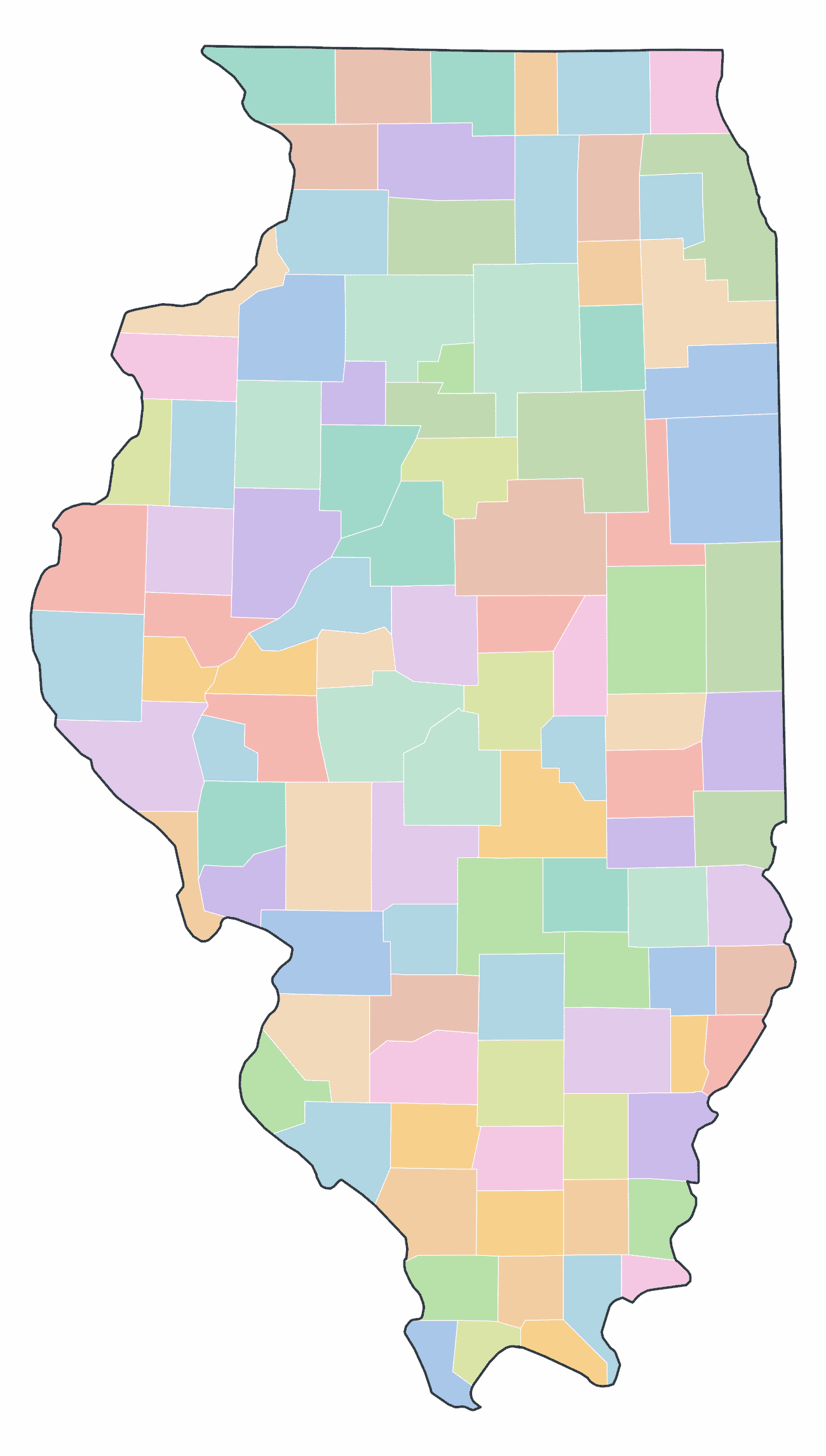 Colored County Map of Illinois