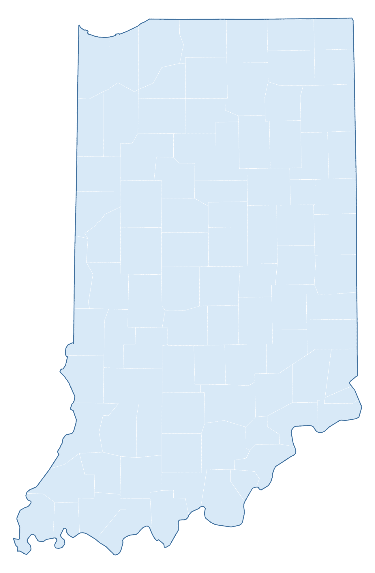 Blank Practice Map of Indiana