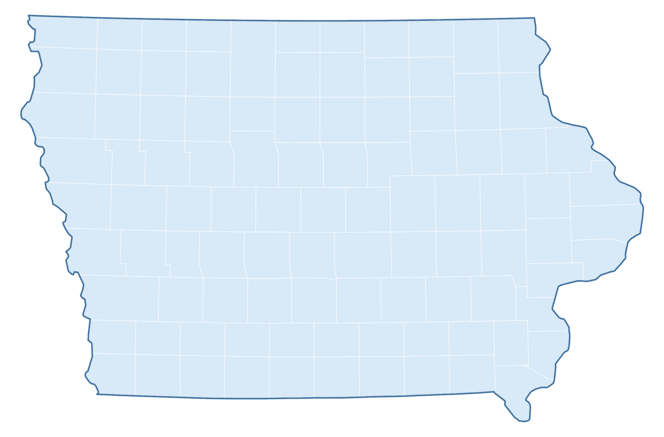 Blank Practice Map of Iowa