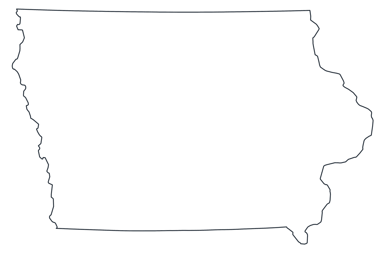 Blank Outline Map of Iowa