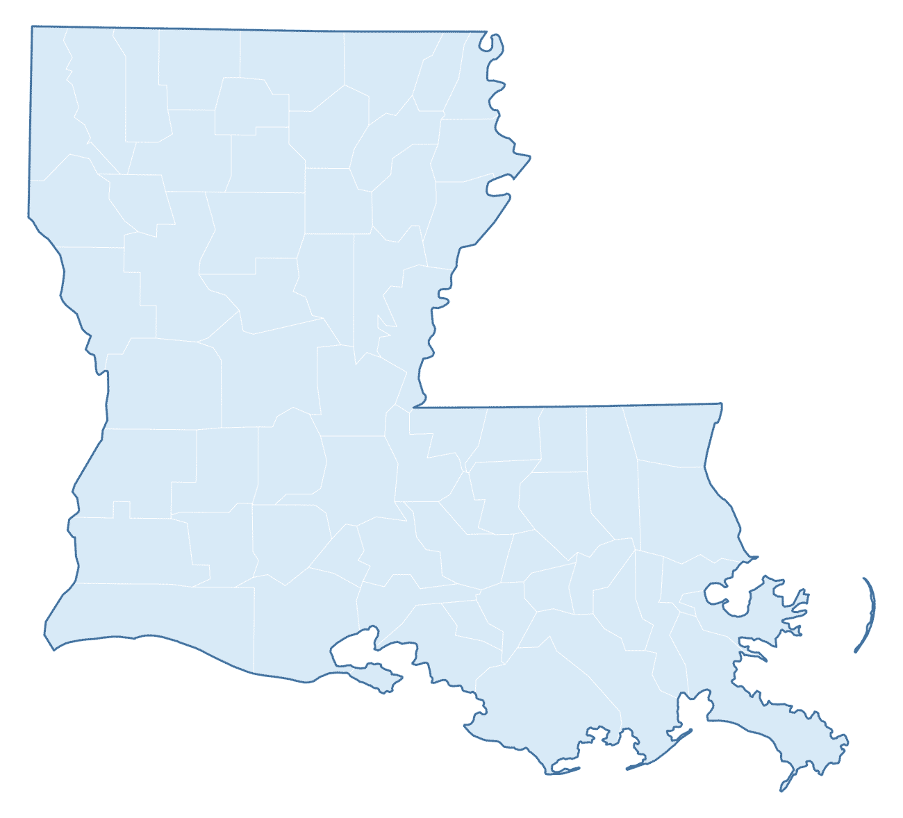 Blank Practice Map of Louisiana