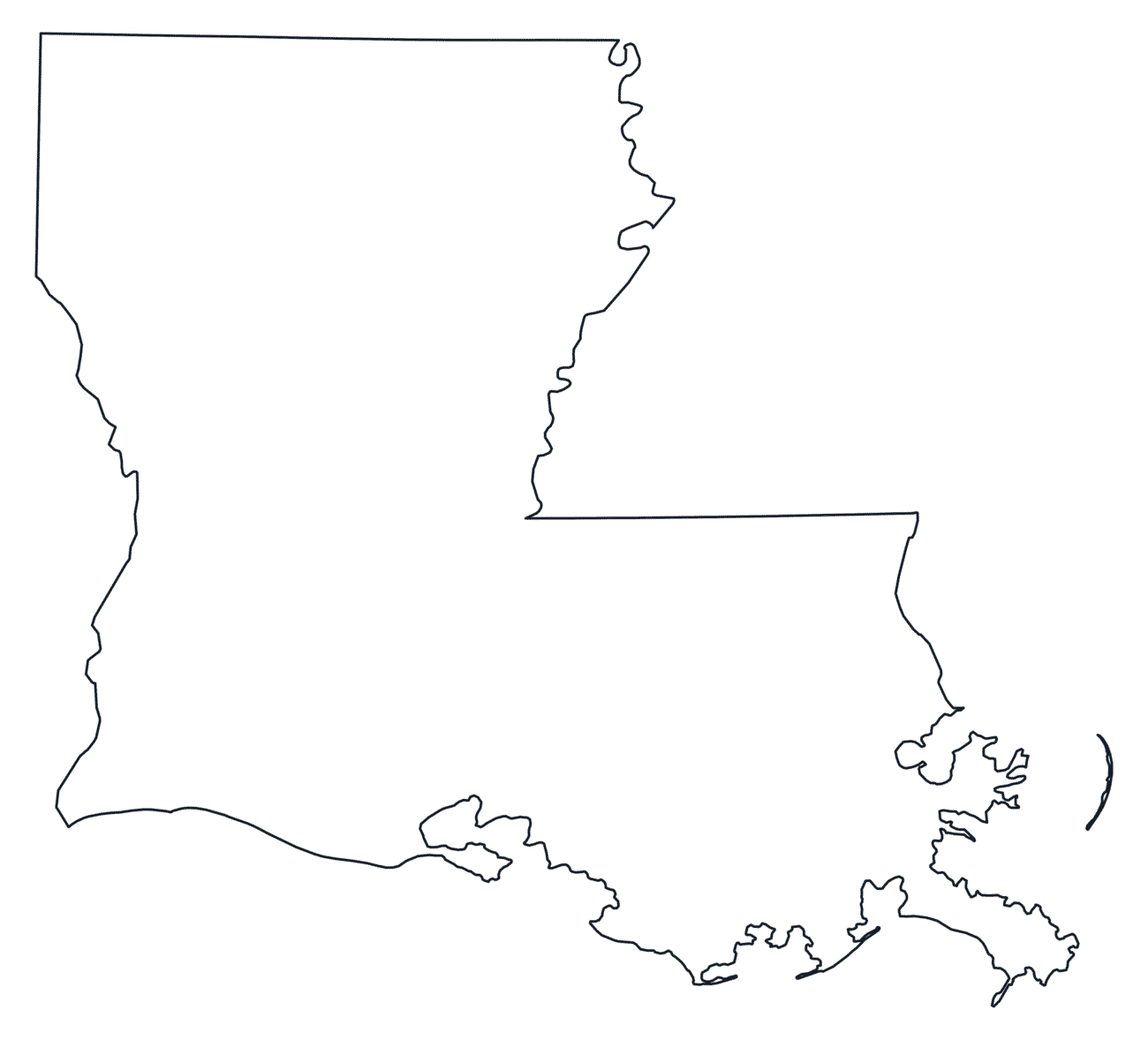 Blank Outline Map of Louisiana