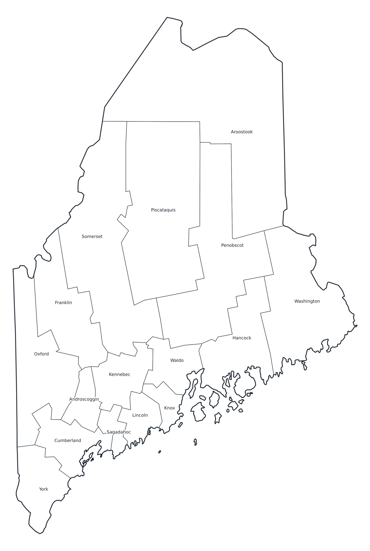 Labeled County Map of Maine