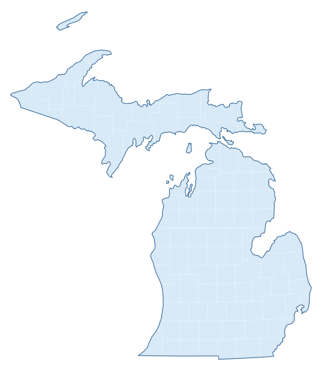 Blank Practice Map of Michigan