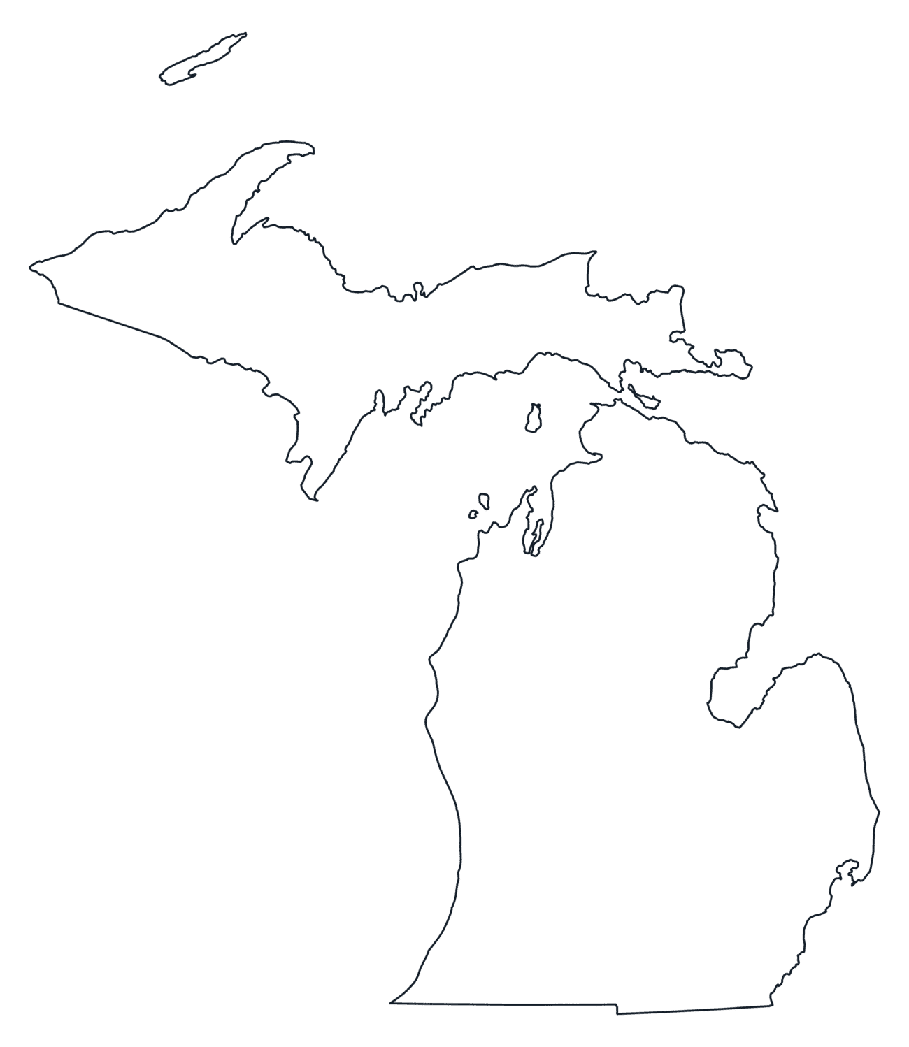 Blank Outline Map of Michigan
