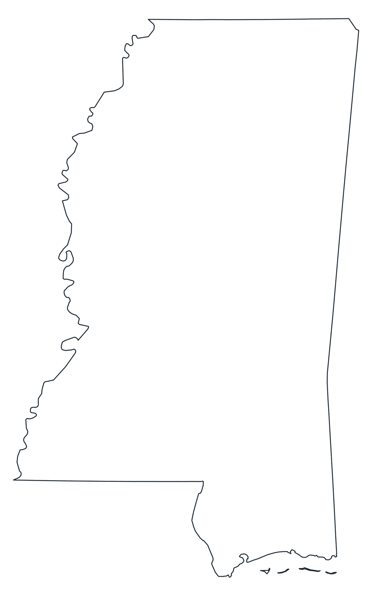Blank Outline Map of Mississippi