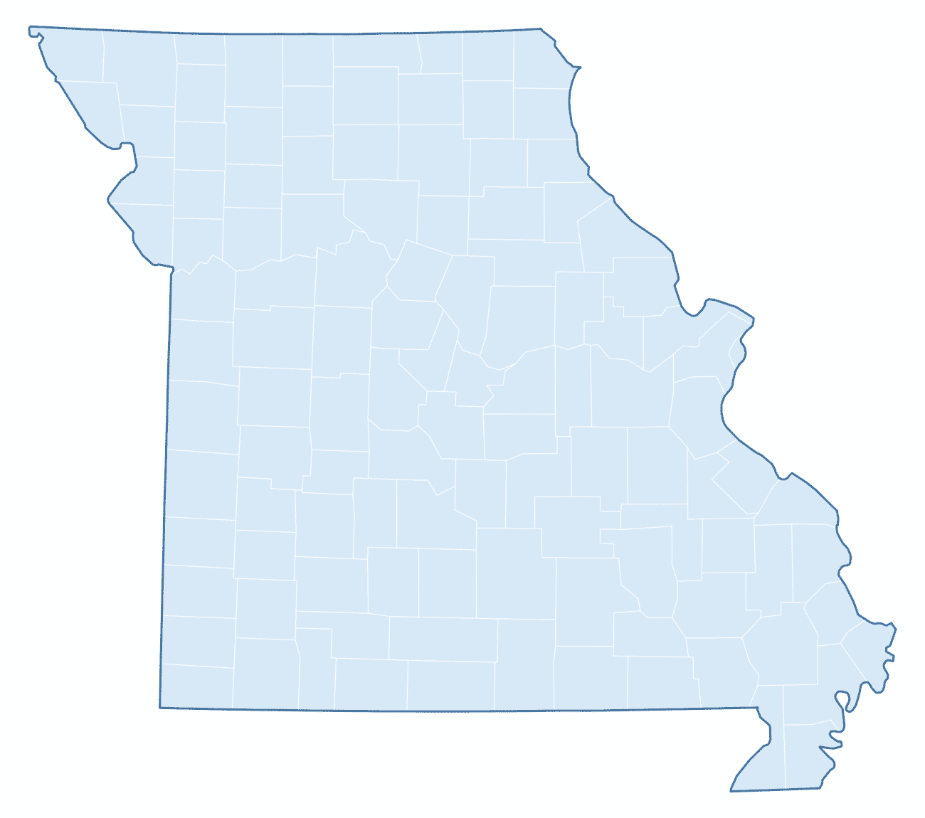 Blank Practice Map of Missouri
