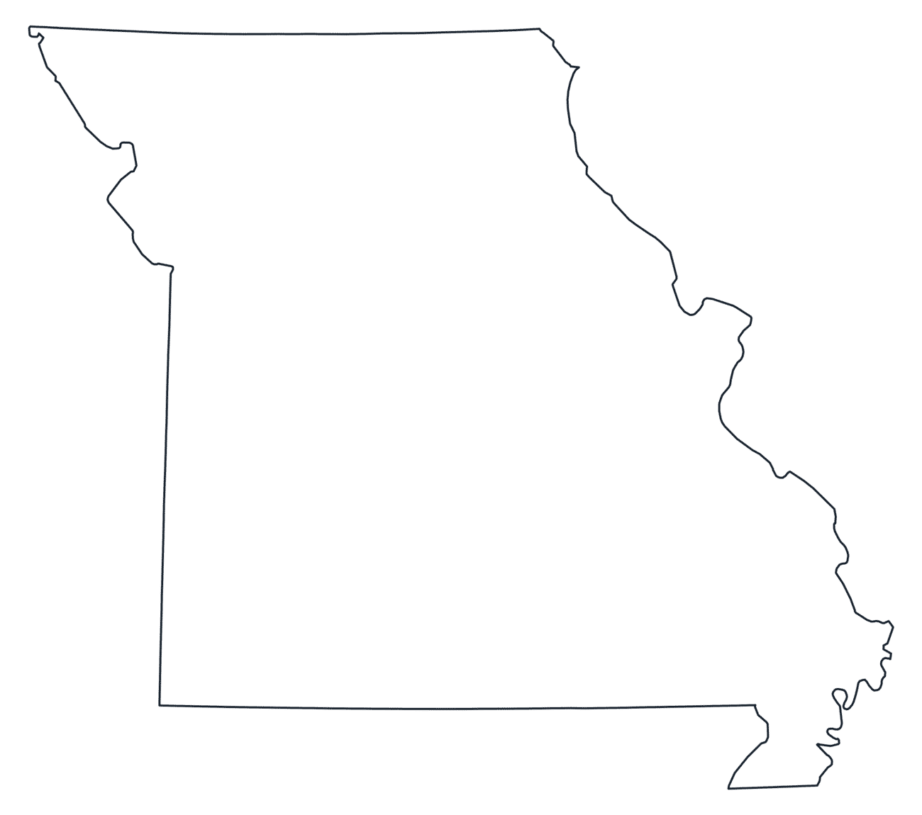 Blank Outline Map of Missouri