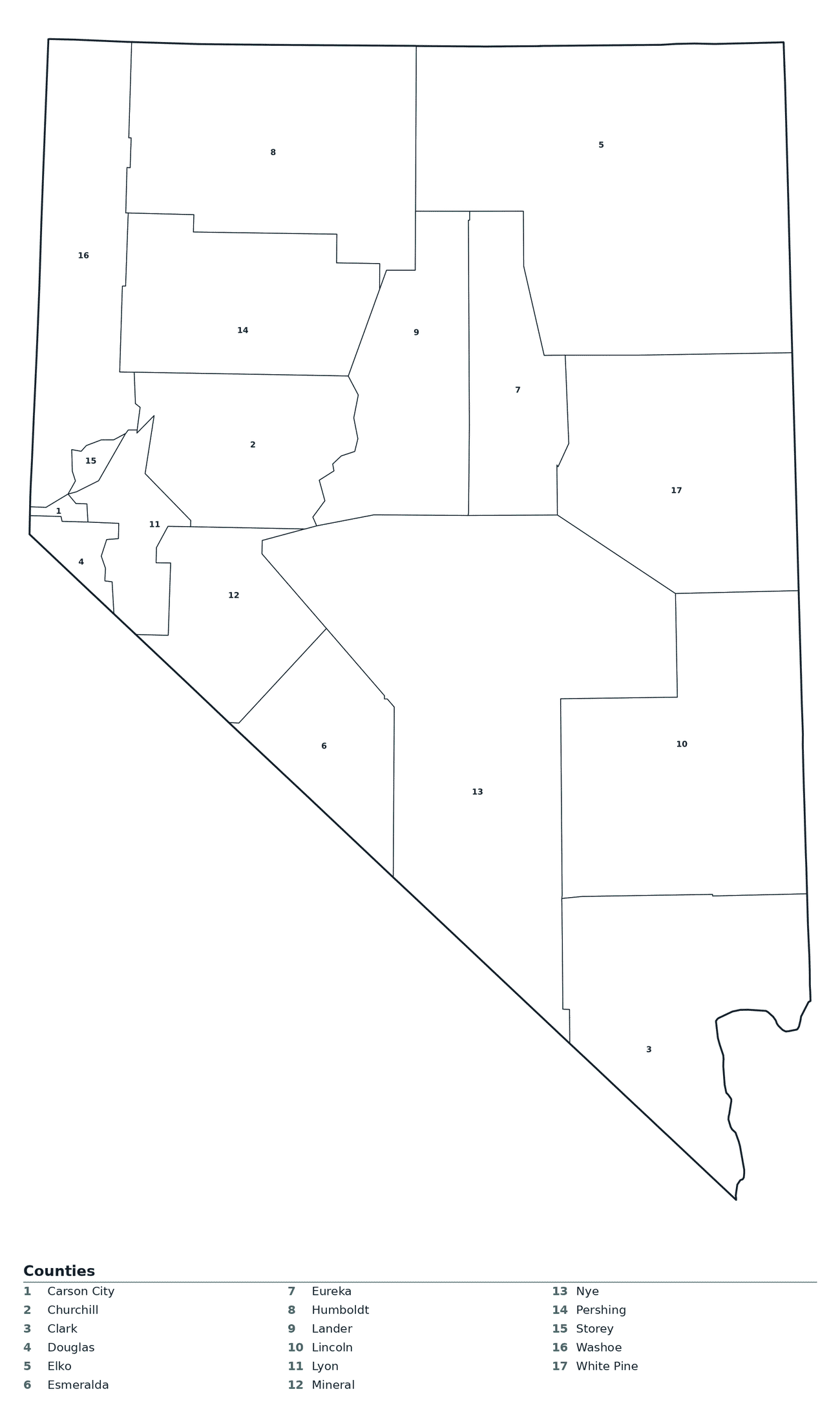 Labeled County Map of Nevada