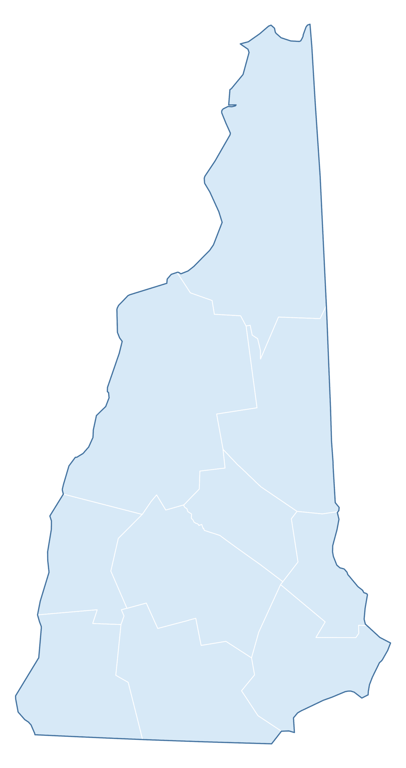 Blank Practice Map of New Hampshire