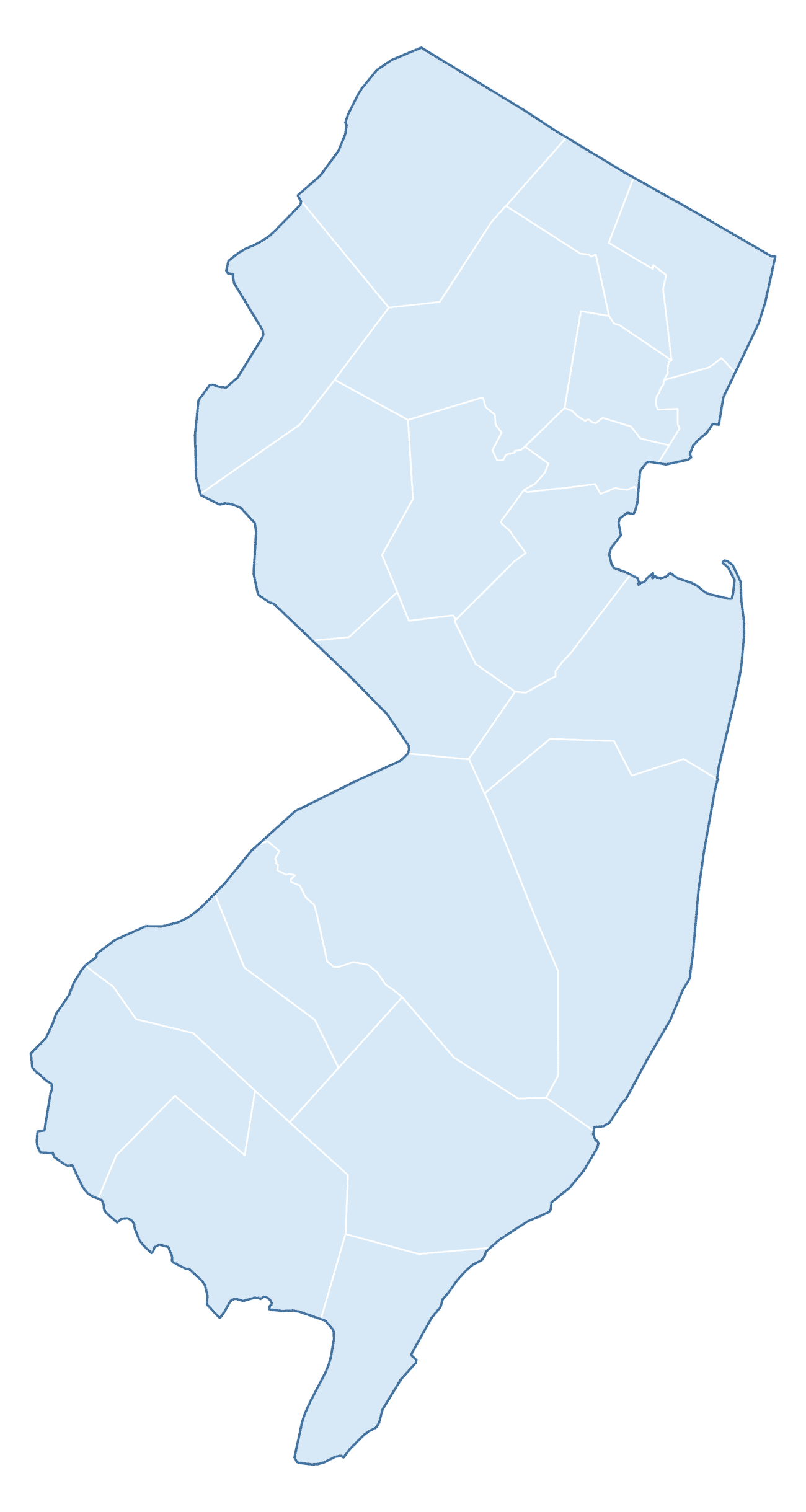 Blank Practice Map of New Jersey