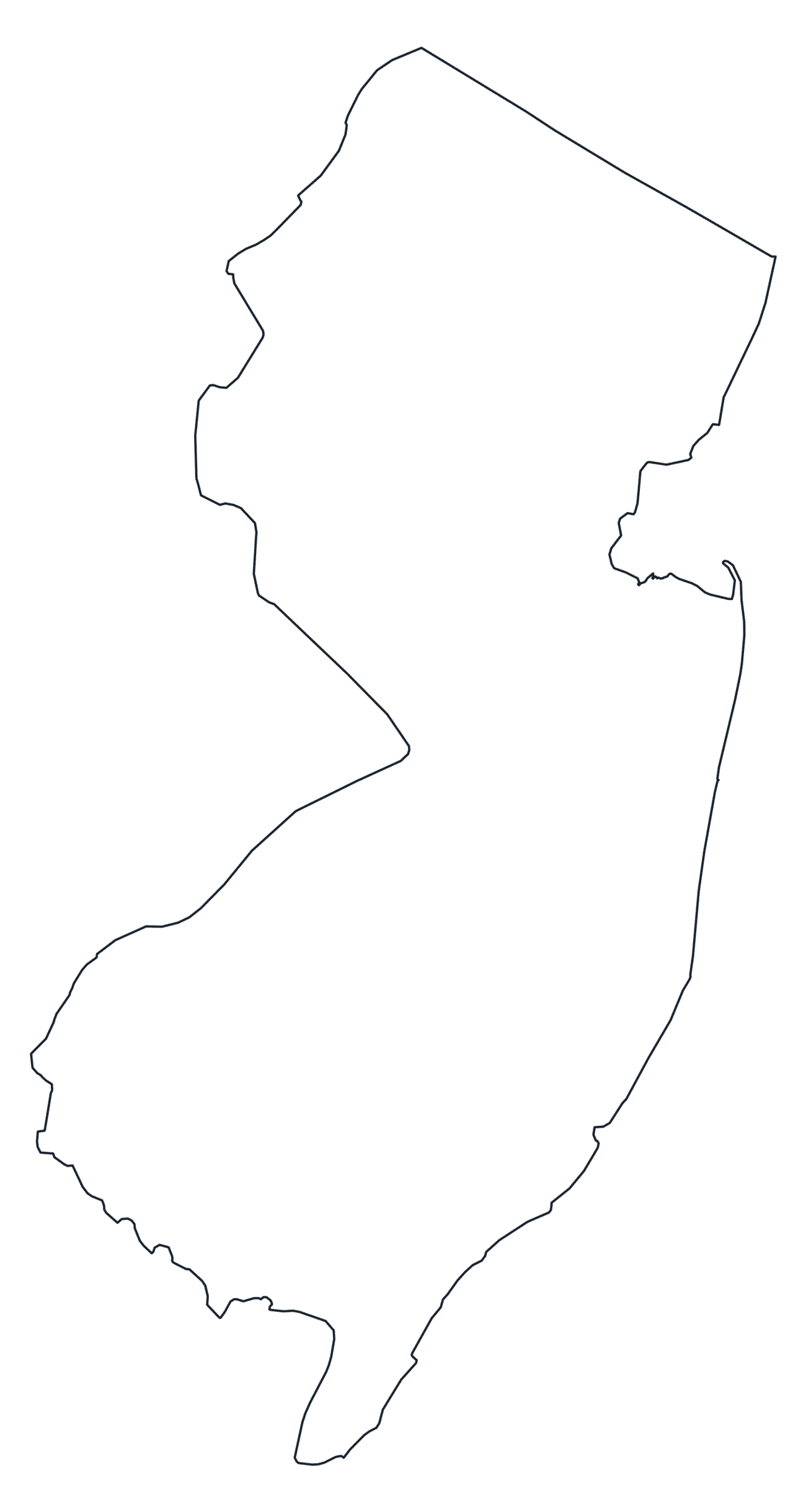 Blank Outline Map of New Jersey