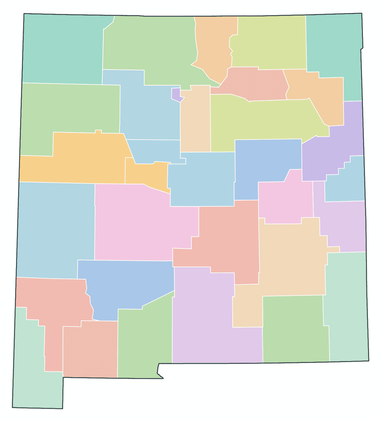 Colored County Map of New Mexico
