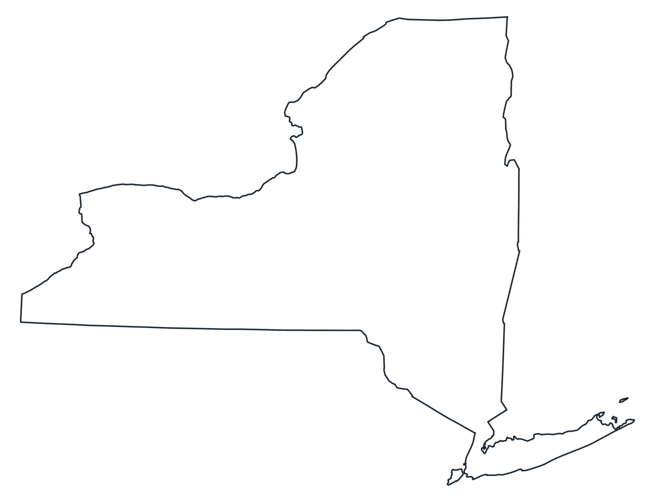 Blank Outline Map of New York