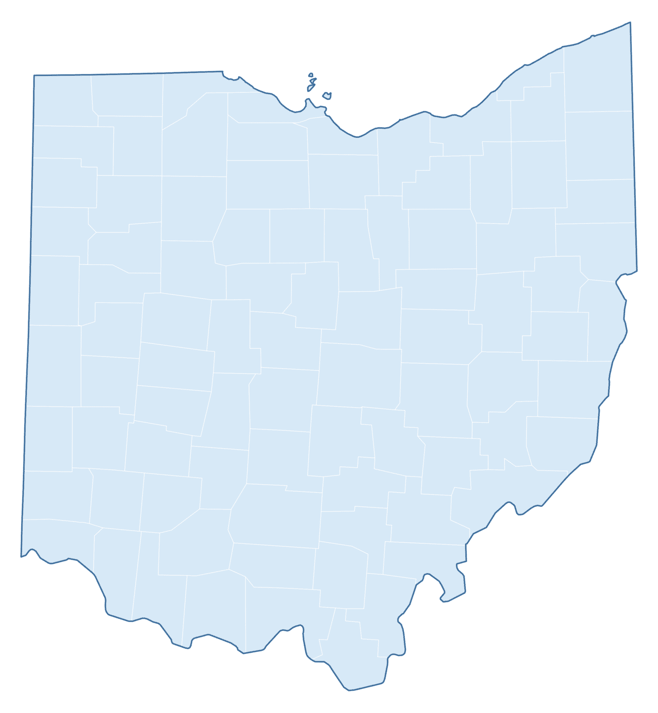 Blank Practice Map of Ohio